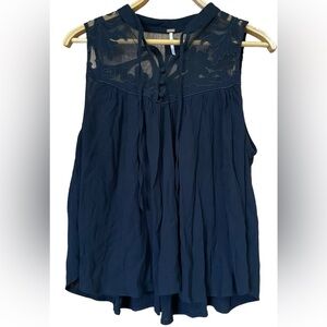 Free People Western Romance Crosshatch Mesh Tank Top Women’s Medium Ladies